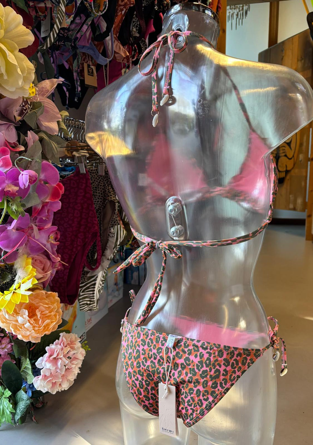 Shiwi Triangle Bikini - Leopard Pink Ruffle