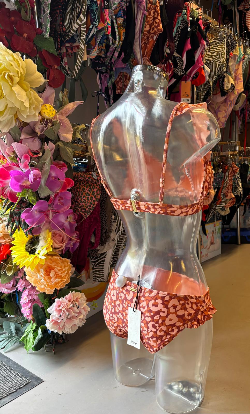 Shiwi Women’s Ruffled Triangle Bikini - Terracotta Leopard