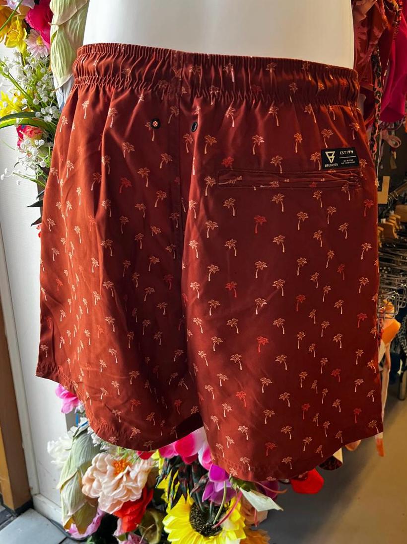 Brunotti Men’s Swim Shorts - Palm Tree Print - Rust Red - New