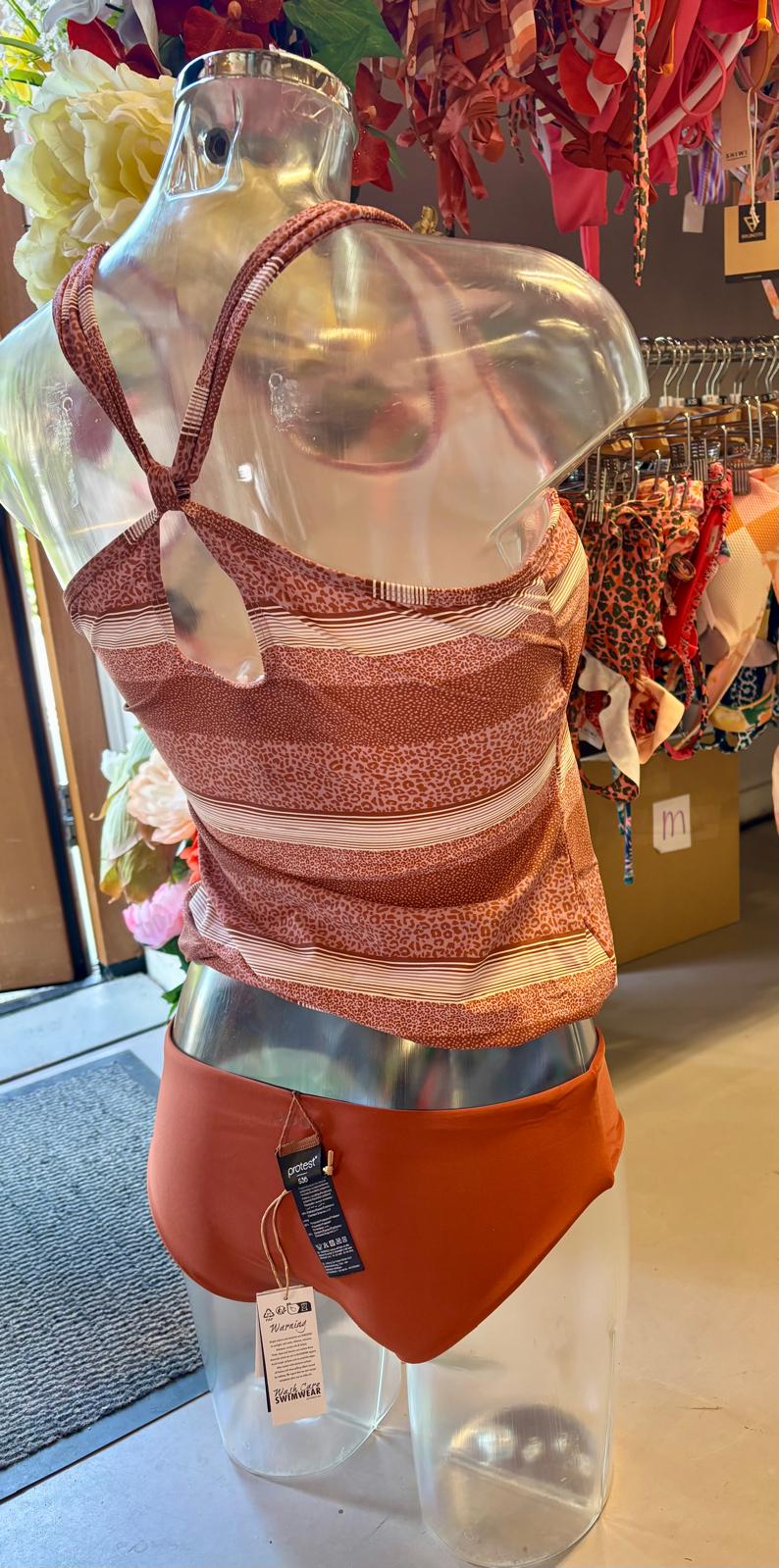 Protest Women’s Tankini Set - Orange Leopard Stripe