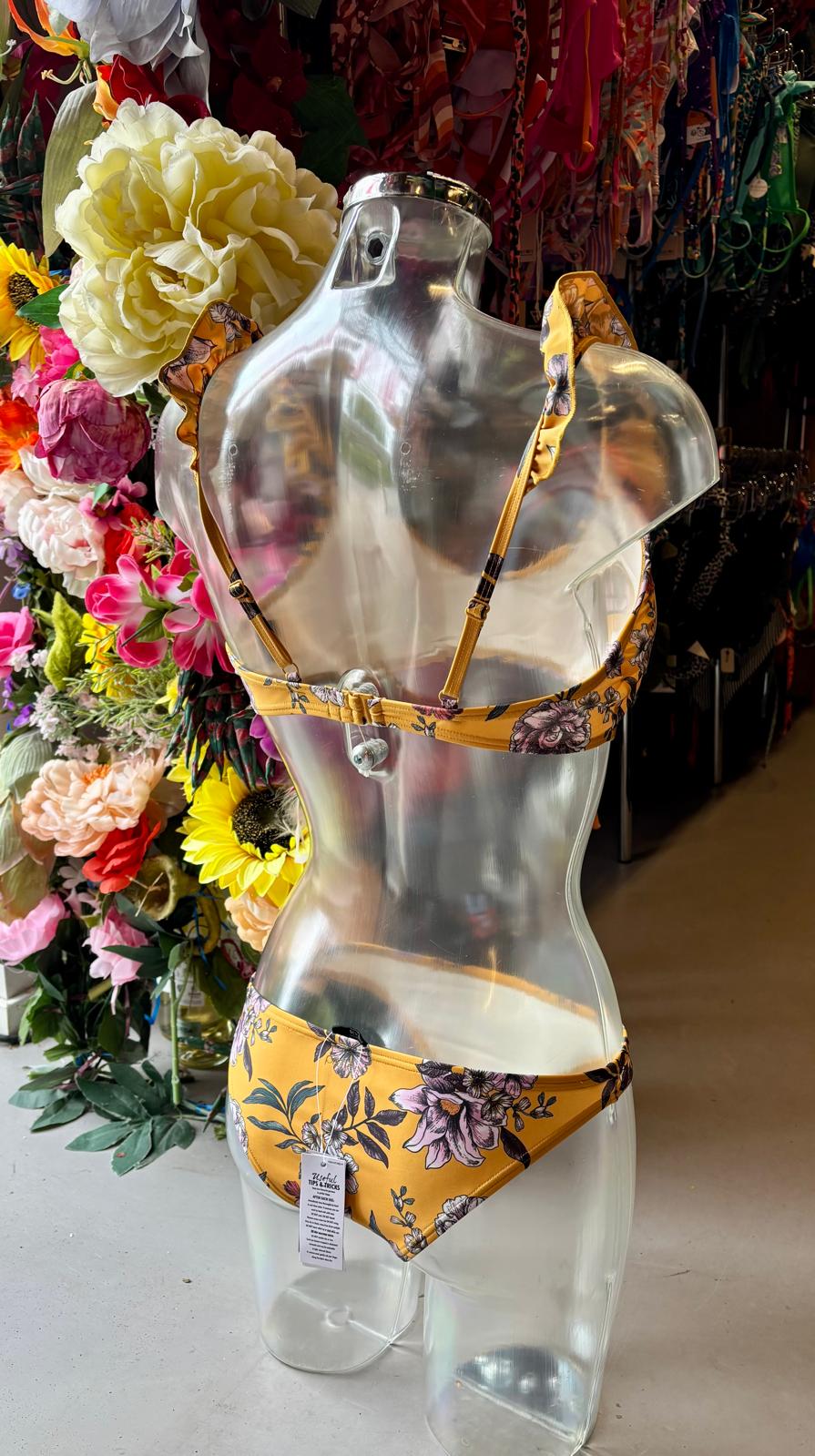Protest Women’s Ruffled Bikini - Yellow Floral