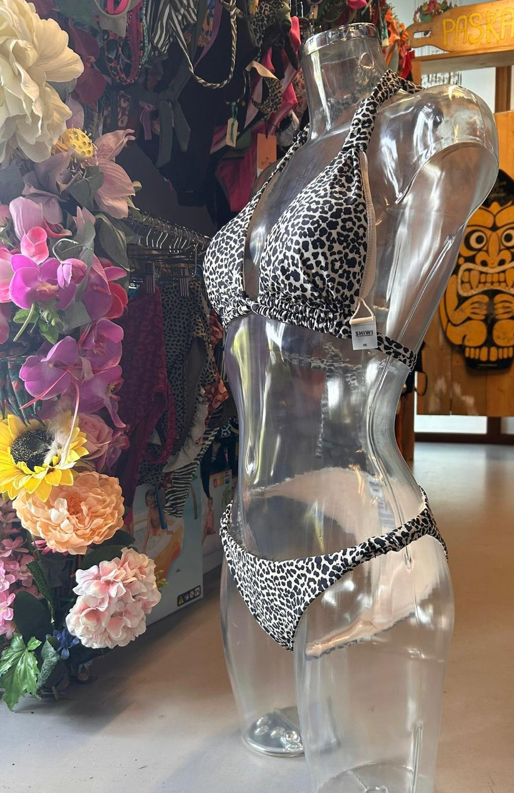 Shiwi Women’s Leopard Print Halter Bikini - Black & White