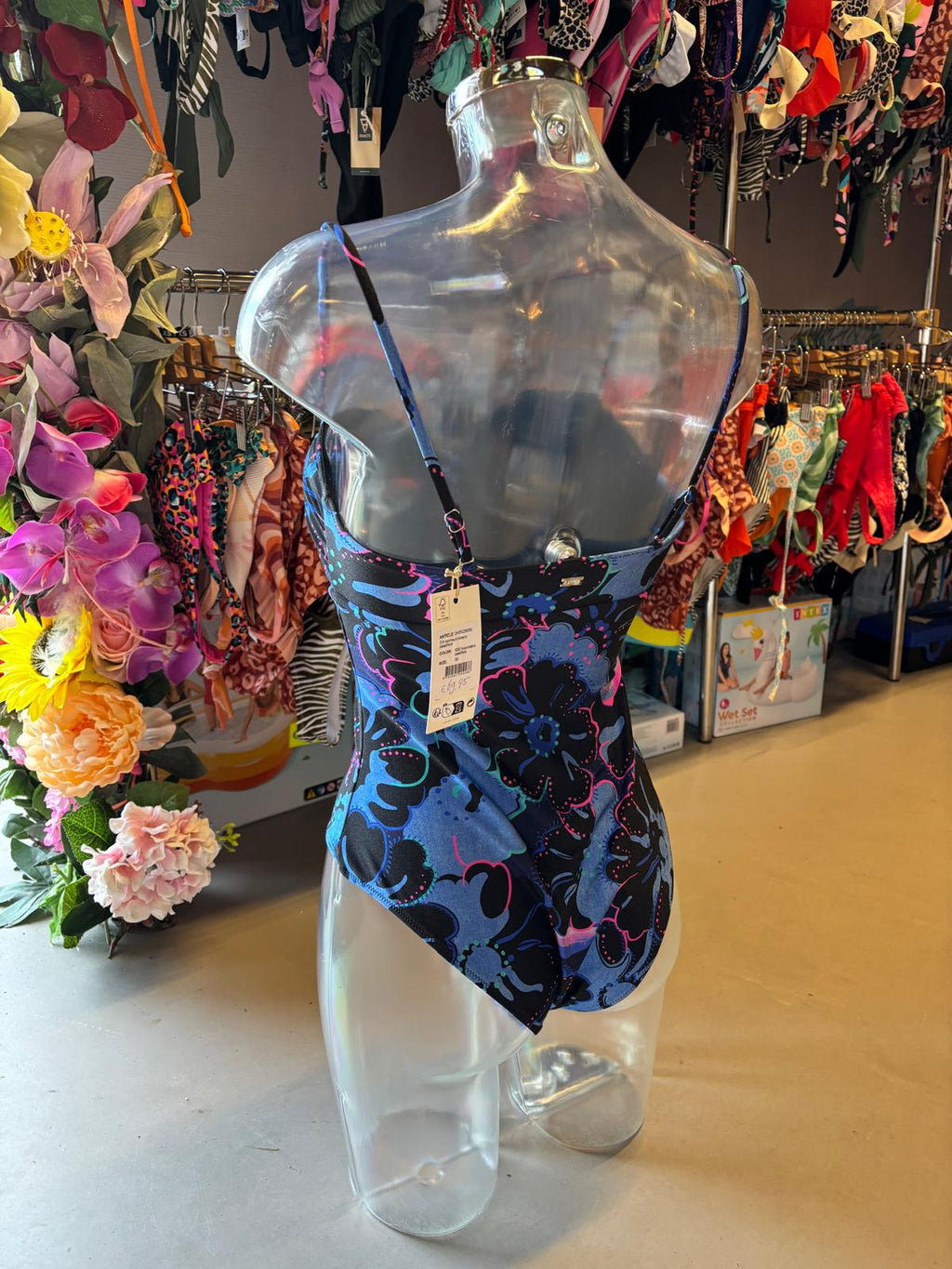 Shiwi Women’s Floral One-Piece Swimsuit - Blue Pink Burst