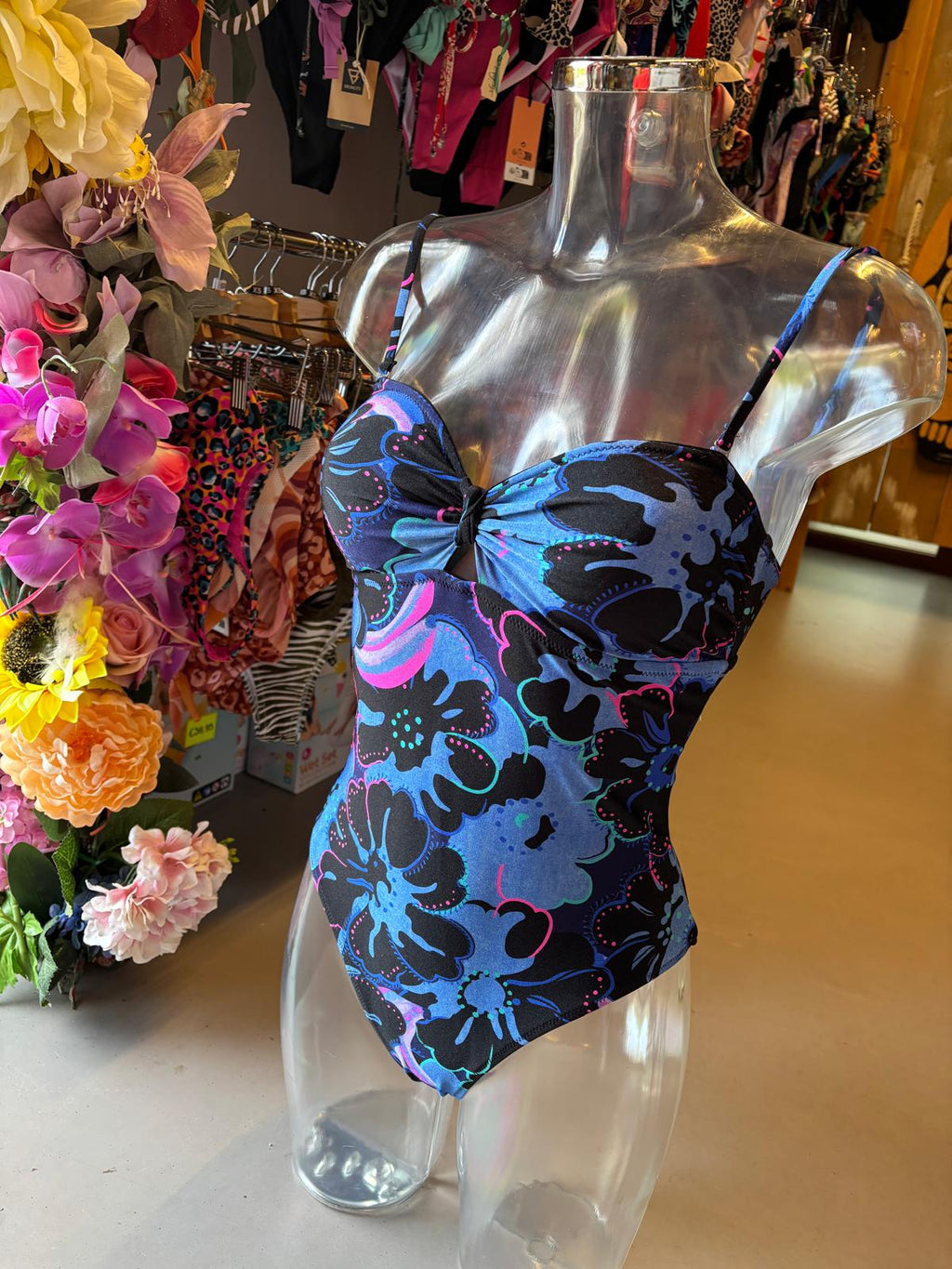 Shiwi Women’s Floral One-Piece Swimsuit - Blue Pink Burst