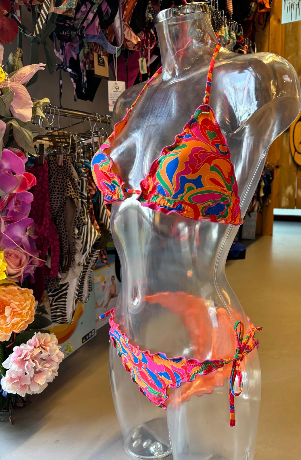 Shiwi Women’s Ruffled Halter Bikini - Psychedelic Multi-Color