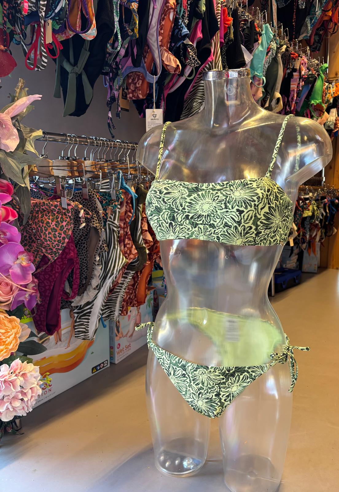Shiwi Women’s Floral Bandeau Bikini - Lime Green