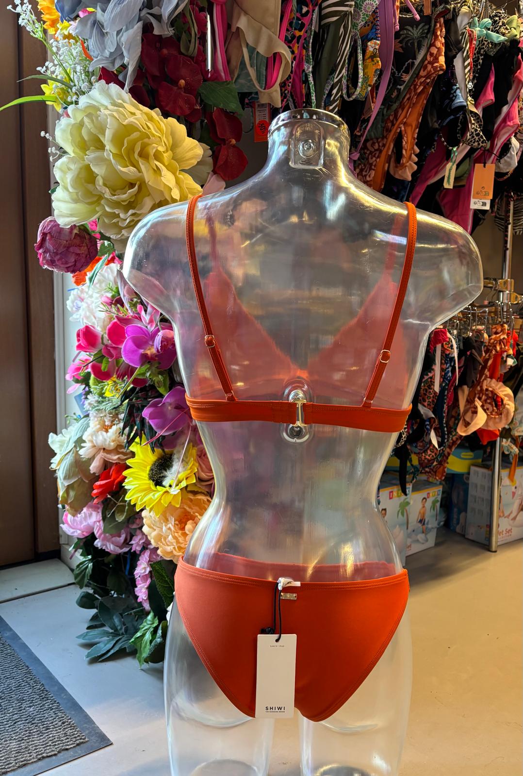 Shiwi Women’s Ruffled Triangle Bikini - Vibrant Coral Orange