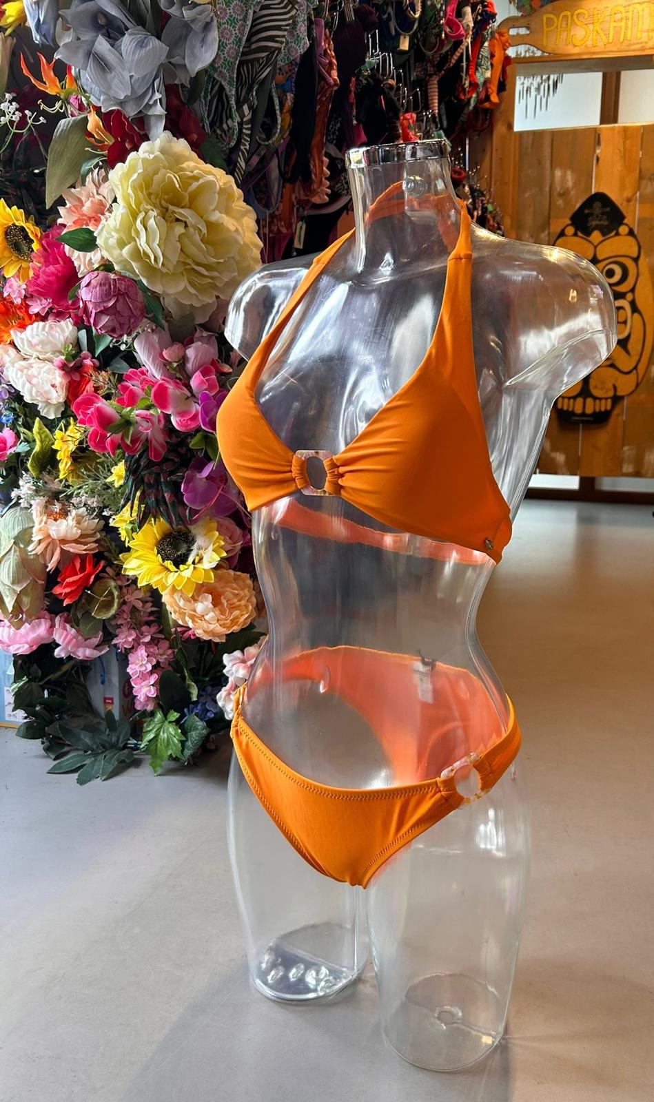 Shiwi Women’s Ruffled Halter Bikini - Bright Orange