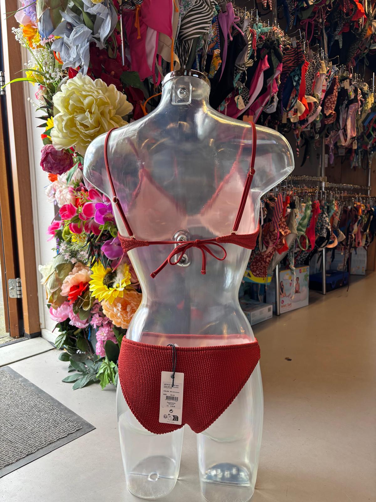 Shiwi Women’s Textured Ruffled Triangle Bikini - Burgundy Red