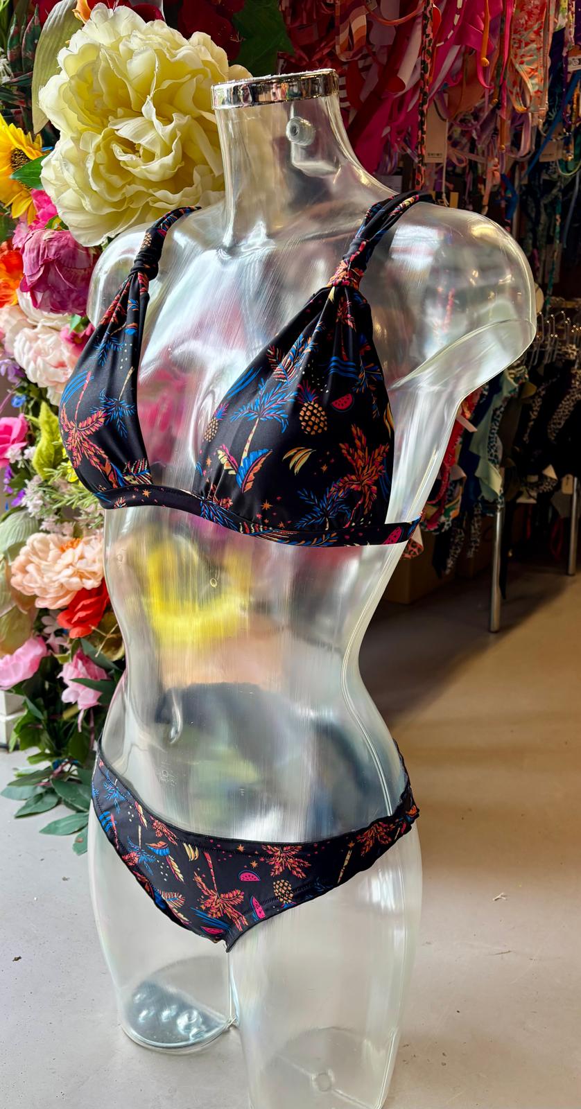 Shiwi Women’s Tropical Print Triangle Bikini - Black
