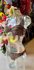 Shiwi Women’s Leopard Twist Bandeau Bikini - Brown Black