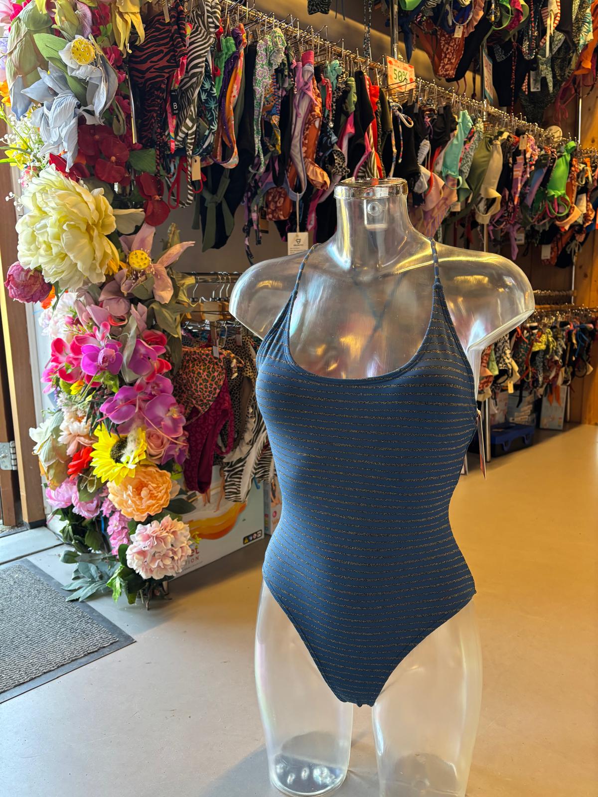 Shiwi Women’s Sparkle Ribbed One-Piece Swimsuit - Blue