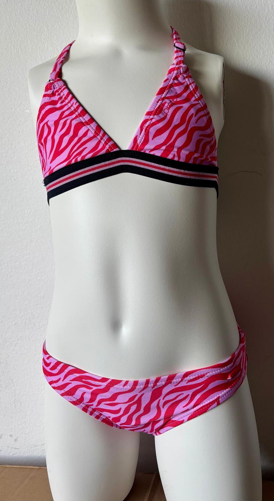 Protest Girls’ Zebra Stripe Halter Bikini - Pink Red