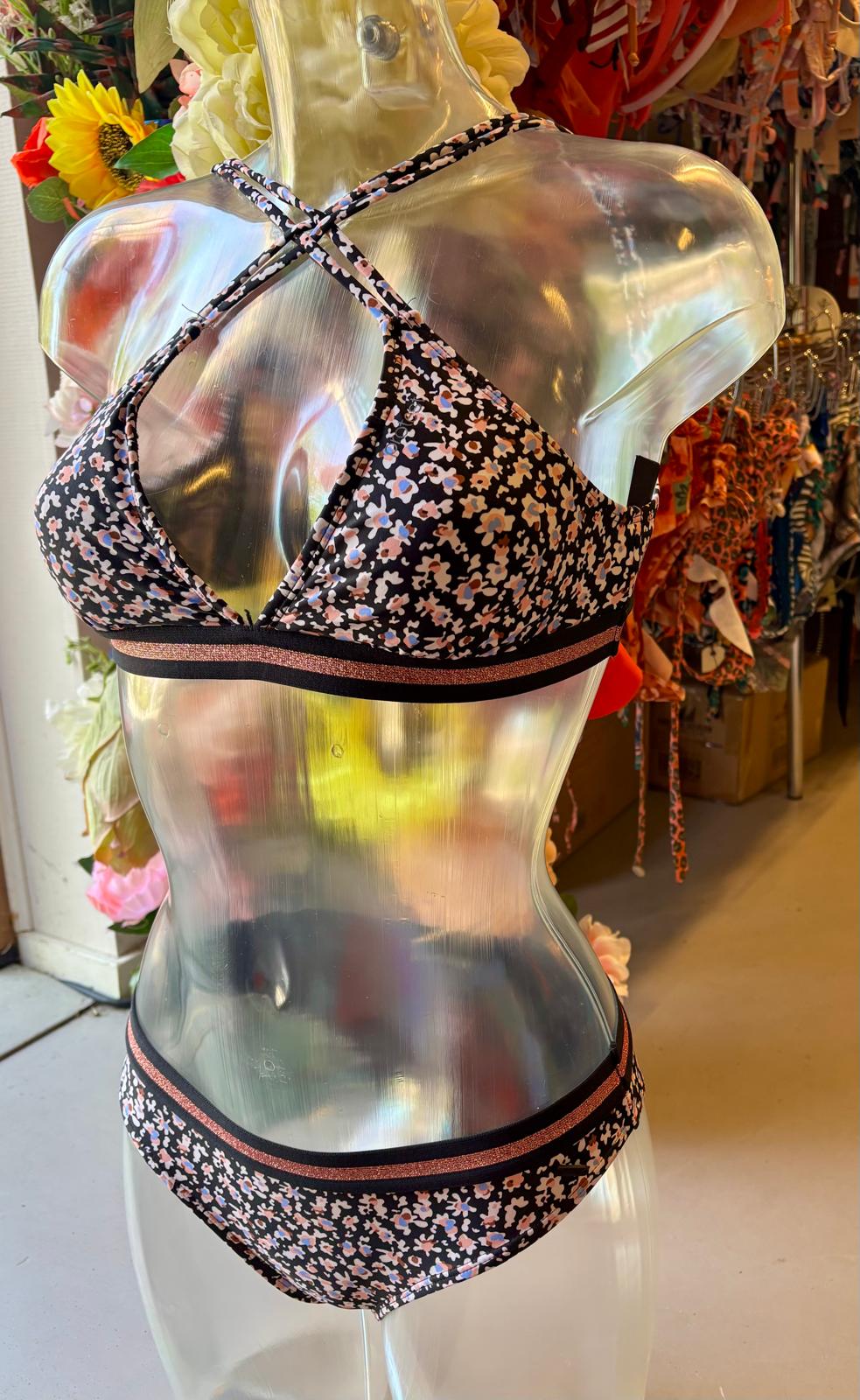 Protest Women’s Ditsy Floral Triangle Bikini - Black Multi