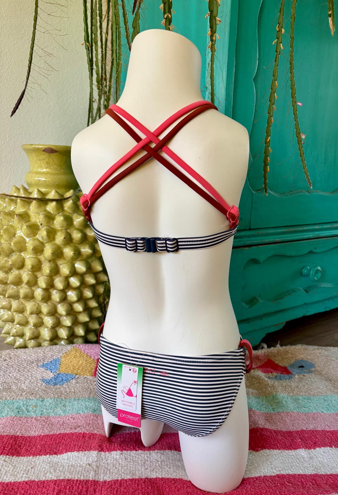 Protest Girls Bikini Striped Navy/Pink – Summer-Ready & Super Cute! 💖